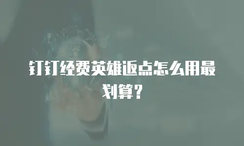 钉钉经费英雄返点怎么用最划算？
