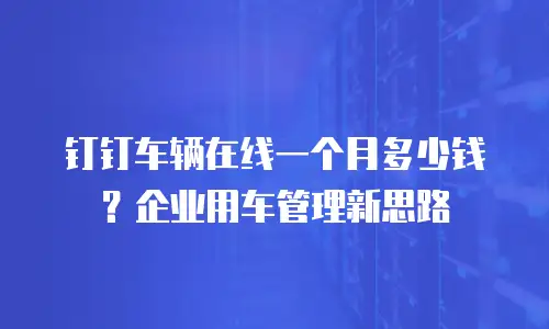 钉钉车辆在线一个月多少钱？企业用车管理新思路
