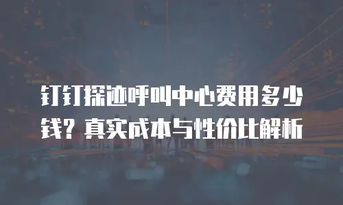钉钉探迹呼叫中心费用多少钱？真实成本与性价比解析
