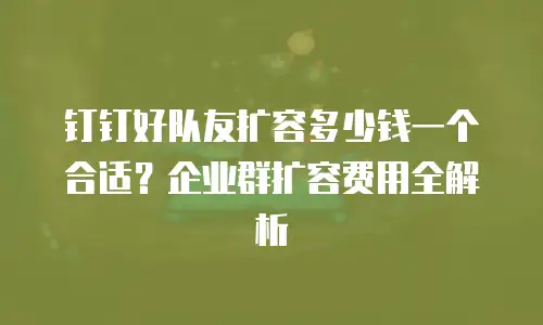 钉钉好队友扩容多少钱一个合适？企业群扩容费用全解析