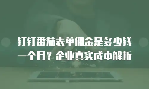 钉钉番茄表单佣金是多少钱一个月？企业真实成本解析