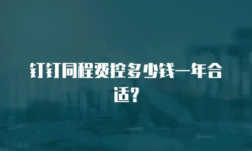 钉钉同程费控多少钱一年合适？