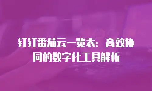 钉钉番茄云一览表：高效协同的数字化工具解析