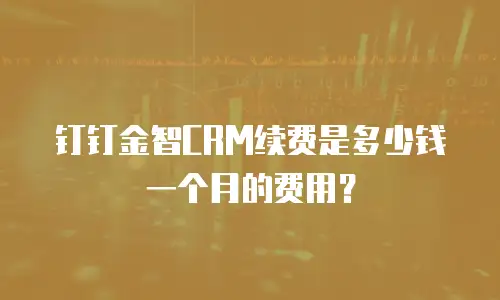 钉钉金智CRM续费是多少钱一个月的费用？