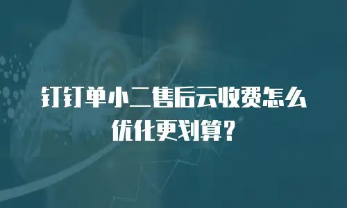 钉钉单小二售后云收费怎么优化更划算？