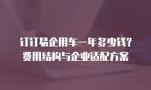 钉钉易企用车一年多少钱？费用结构与企业适配方案