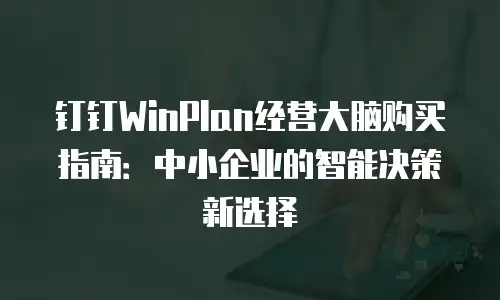 钉钉WinPlan经营大脑购买指南：中小企业的智能决策新选择