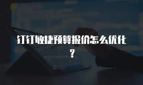 钉钉敏捷预算报价怎么优化？