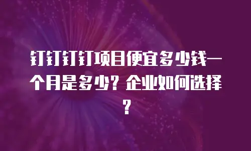 钉钉钉钉项目便宜多少钱一个月是多少？企业如何选择？