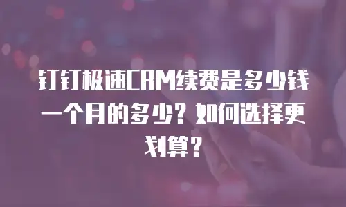 钉钉极速CRM续费是多少钱一个月的多少？如何选择更划算？