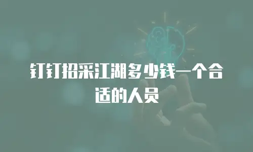 钉钉招采江湖多少钱一个合适的人员