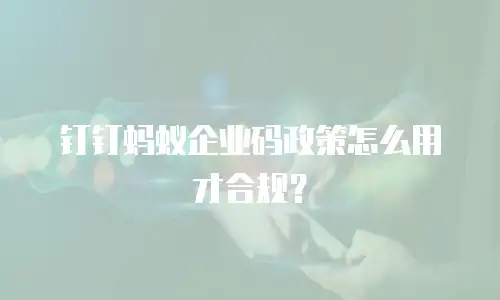 钉钉蚂蚁企业码政策怎么用才合规？