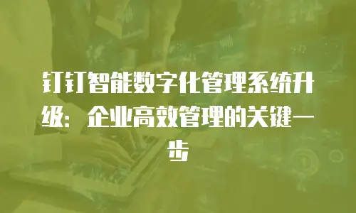 钉钉智能数字化管理系统升级：企业高效管理的关键一步