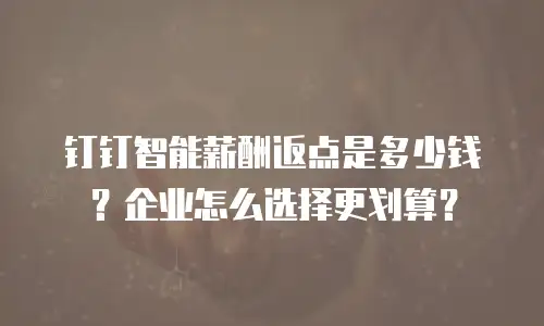钉钉智能薪酬返点是多少钱？企业怎么选择更划算？