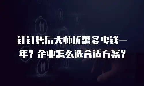 钉钉售后大师优惠多少钱一年？企业怎么选合适方案？