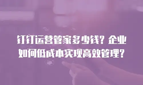 钉钉运营管家多少钱？企业如何低成本实现高效管理？