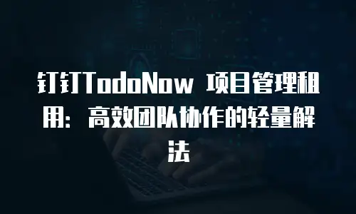 钉钉TodoNow 项目管理租用：高效团队协作的轻量解法