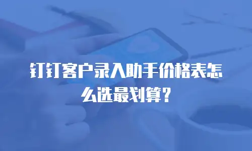 钉钉客户录入助手价格表怎么选最划算？
