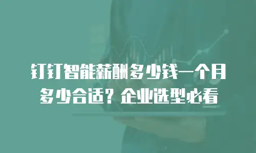 钉钉智能薪酬多少钱一个月多少合适？企业选型必看