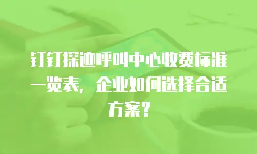 钉钉探迹呼叫中心收费标准一览表，企业如何选择合适方案？
