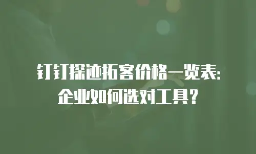 钉钉探迹拓客价格一览表：企业如何选对工具？