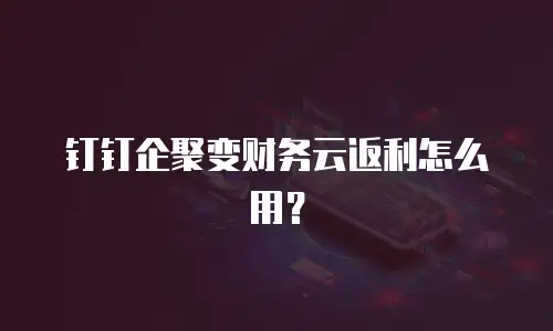 钉钉企聚变财务云返利怎么用？