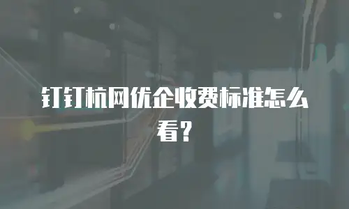 钉钉杭网优企收费标准怎么看？
