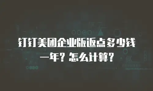 钉钉美团企业版返点多少钱一年？怎么计算？