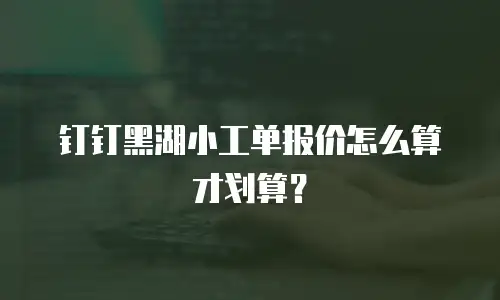钉钉黑湖小工单报价怎么算才划算？
