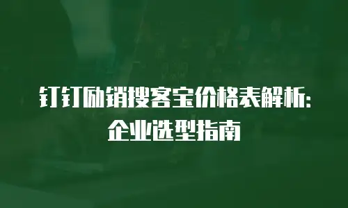 钉钉励销搜客宝价格表解析：企业选型指南