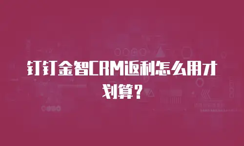 钉钉金智CRM返利怎么用才划算？