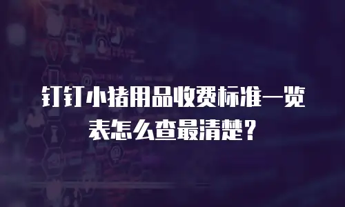 钉钉小猪用品收费标准一览表怎么查最清楚？