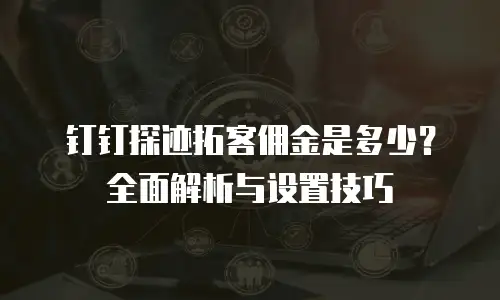 钉钉探迹拓客佣金是多少？全面解析与设置技巧