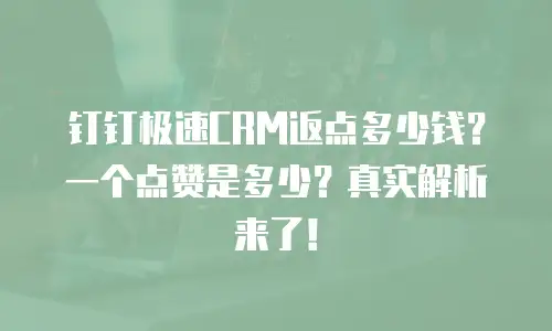 钉钉极速CRM返点多少钱？一个点赞是多少？真实解析来了！