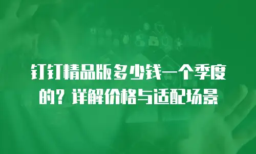钉钉精品版多少钱一个季度的？详解价格与适配场景