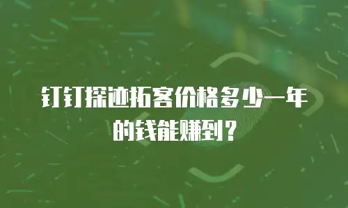 钉钉探迹拓客价格多少一年的钱能赚到？