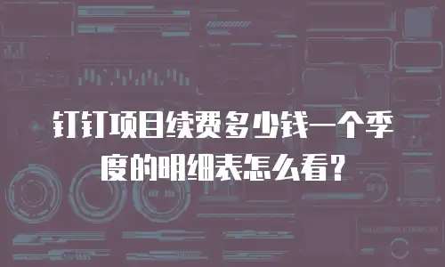 钉钉项目续费多少钱一个季度的明细表怎么看？