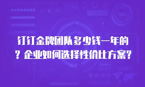 钉钉金牌团队多少钱一年的？企业如何选择性价比方案？