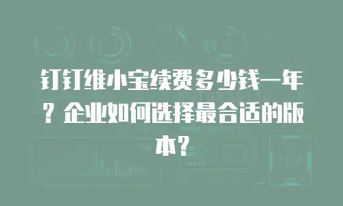 钉钉维小宝续费多少钱一年？企业如何选择最合适的版本？