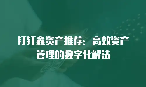 钉钉鑫资产推荐：高效资产管理的数字化解法