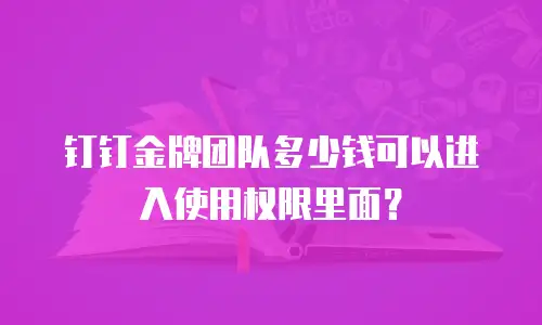 钉钉金牌团队多少钱可以进入使用权限里面？
