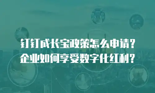 钉钉成长宝政策怎么申请？企业如何享受数字化红利？