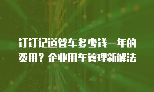 钉钉记道管车多少钱一年的费用？企业用车管理新解法