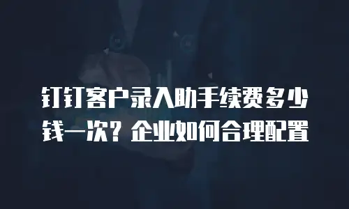 钉钉客户录入助手续费多少钱一次？企业如何合理配置