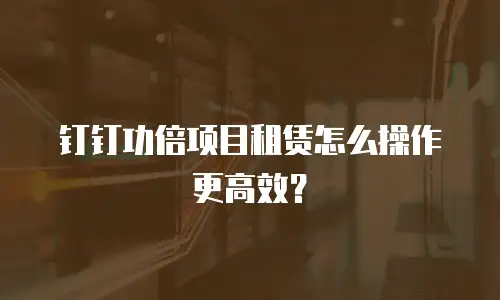 钉钉功倍项目租赁怎么操作更高效？