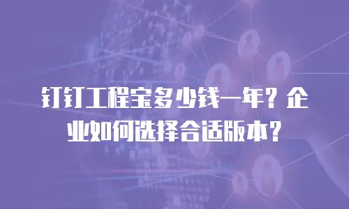 钉钉工程宝多少钱一年？企业如何选择合适版本？
