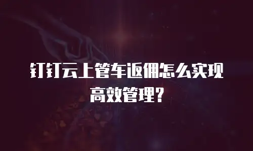 钉钉云上管车返佣怎么实现高效管理？