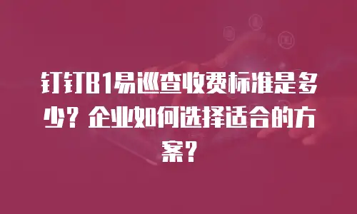 钉钉B1易巡查收费标准是多少？企业如何选择适合的方案？