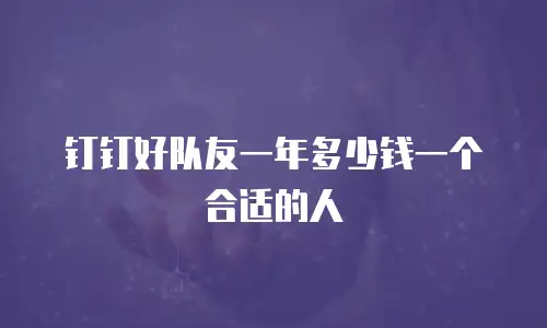 钉钉好队友一年多少钱一个合适的人