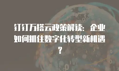 钉钉万搭云政策解读：企业如何抓住数字化转型新机遇？